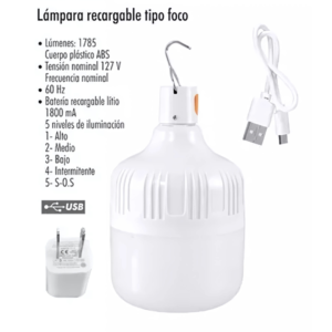 Lampara tipo Foco Recargable Lion Tools 21W